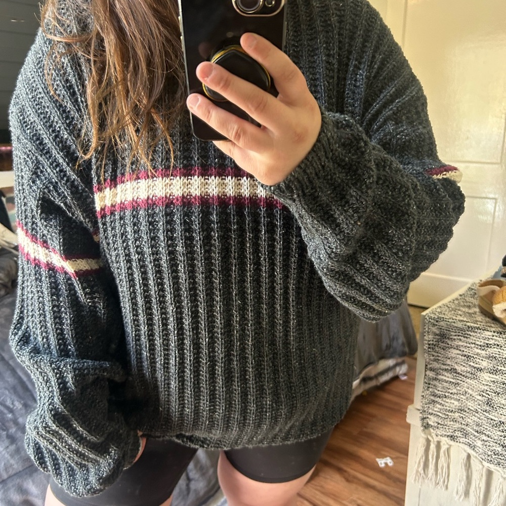 Women's Gray Striped Sweater